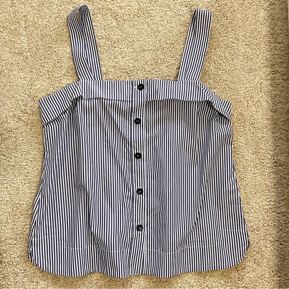 Banana Republic Blue White Striped Bow Top M